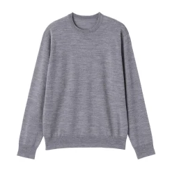 Hot Muji Jersey de lana de punto fino con cuello redondo para hombre