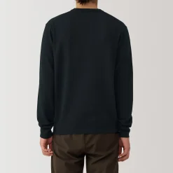 Hot Muji Jersey de lana de punto fino con cuello redondo para hombre