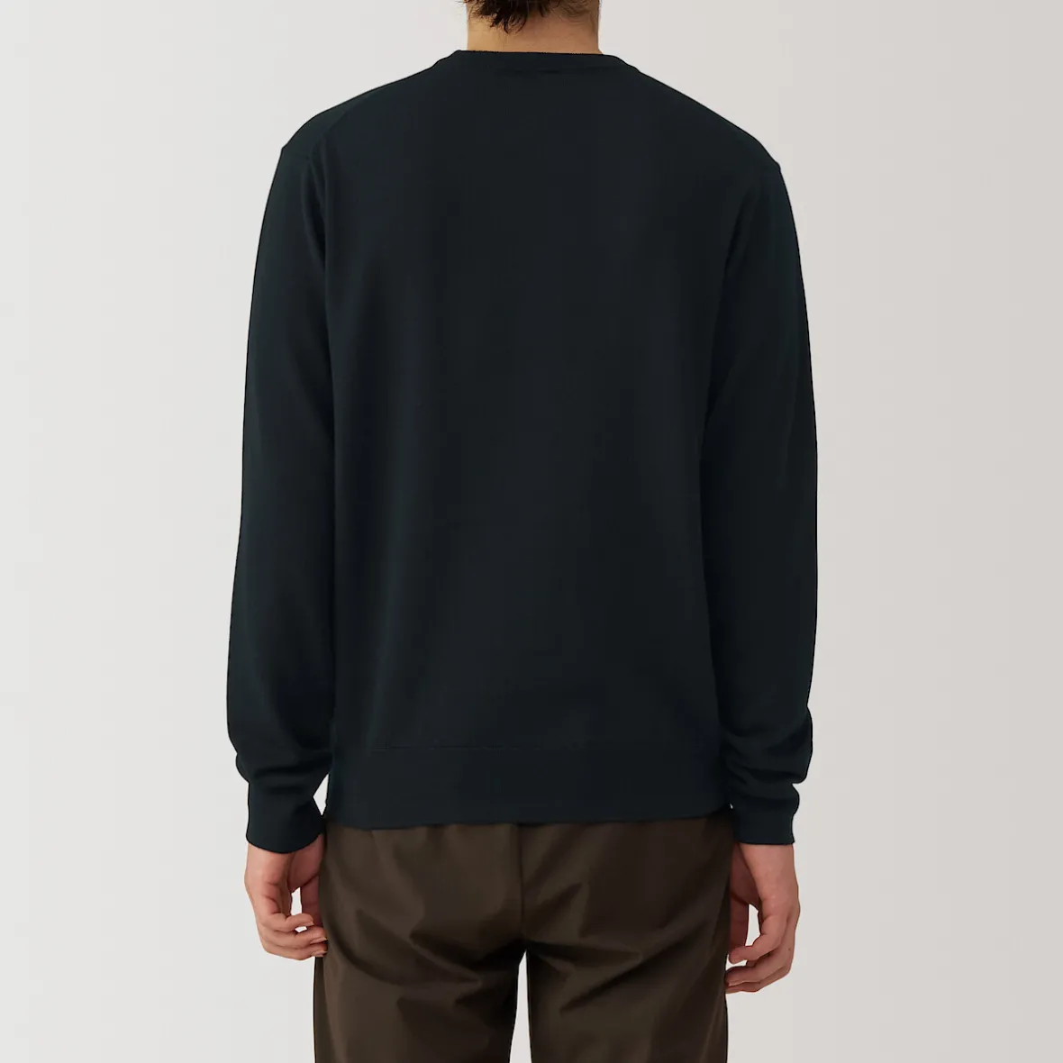 Hot Muji Jersey de lana de punto fino con cuello redondo para hombre