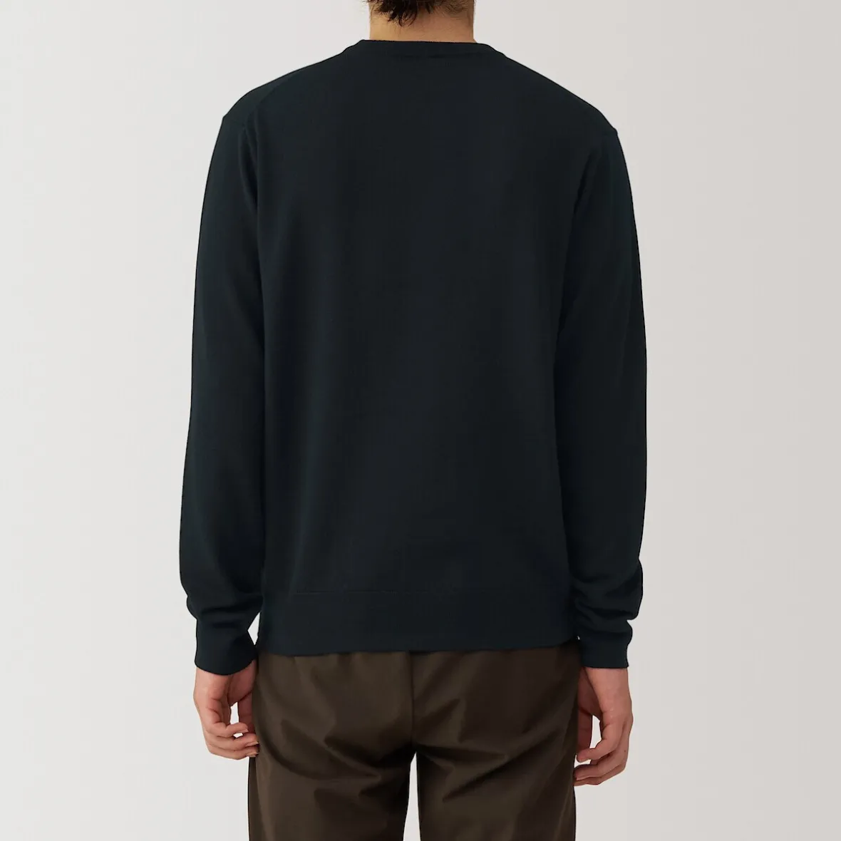 Sale Muji Jersey de lana de punto fino con cuello redondo para hombre