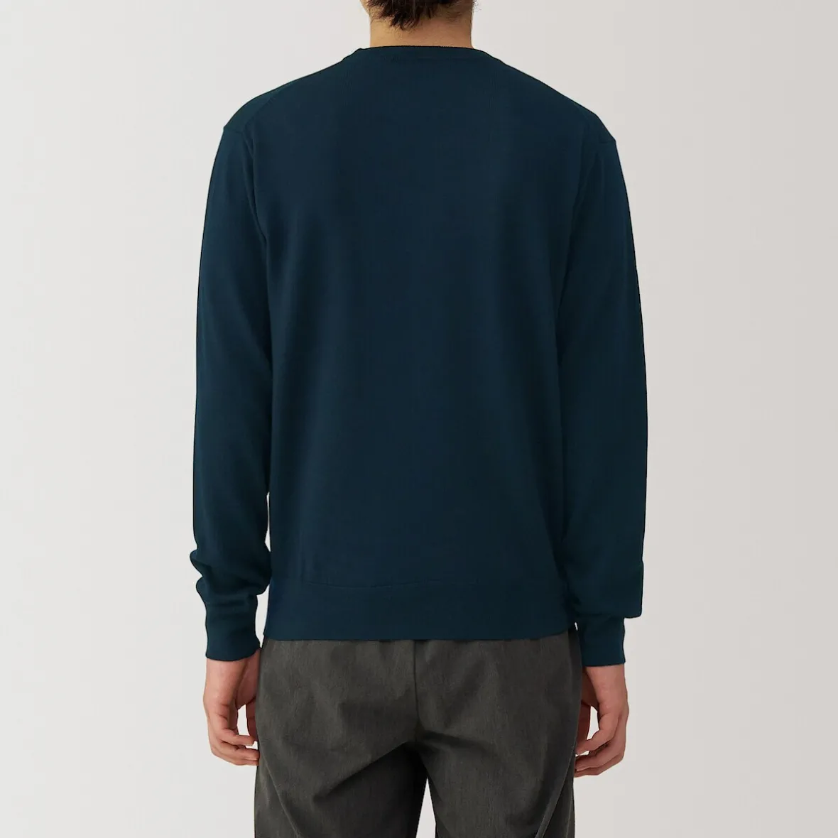 Sale Muji Jersey de lana de punto fino con cuello redondo para hombre