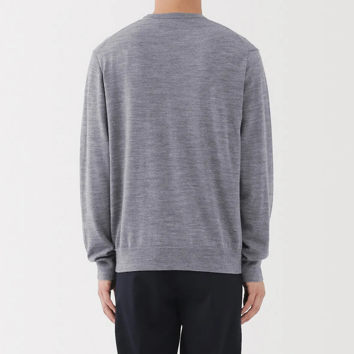 Sale Muji Jersey de lana de punto fino con cuello redondo para hombre