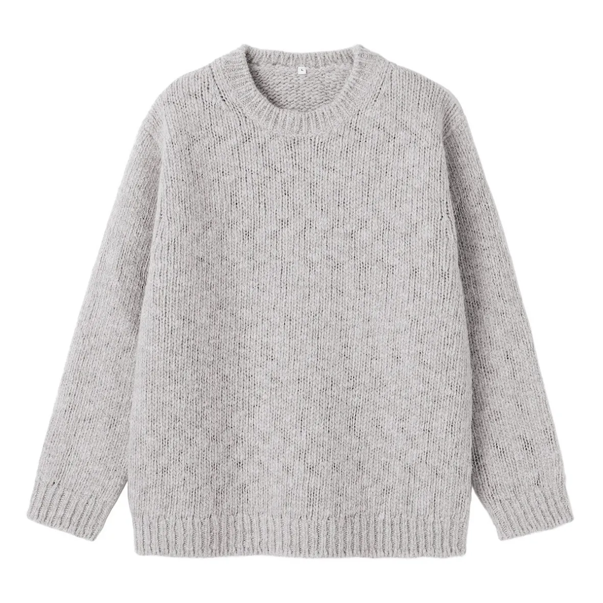 Outlet Muji Jersey de lana merina, punto grueso y cuello redondo para hombre