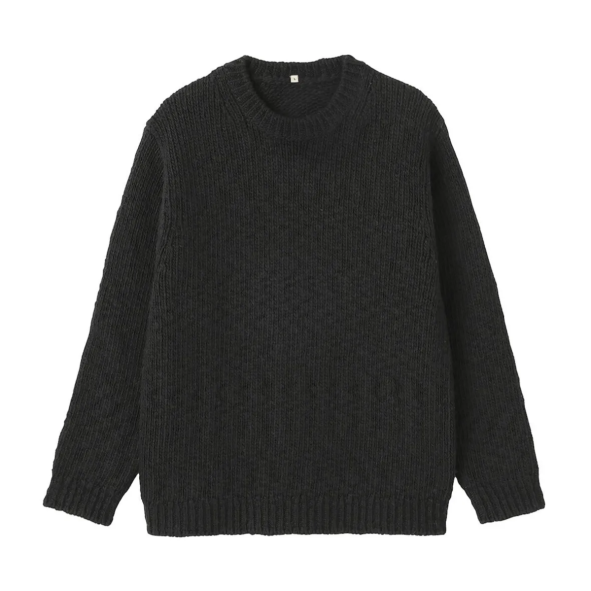 Outlet Muji Jersey de lana merina, punto grueso y cuello redondo para hombre