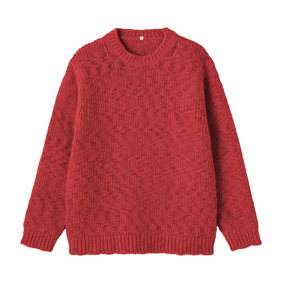 Outlet Muji Jersey de lana merina, punto grueso y cuello redondo para hombre