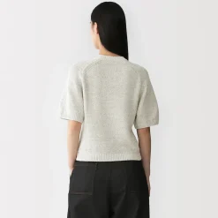 Discount Muji Jersey de media manga en textura bouclé de mezcla de algodón para mujer