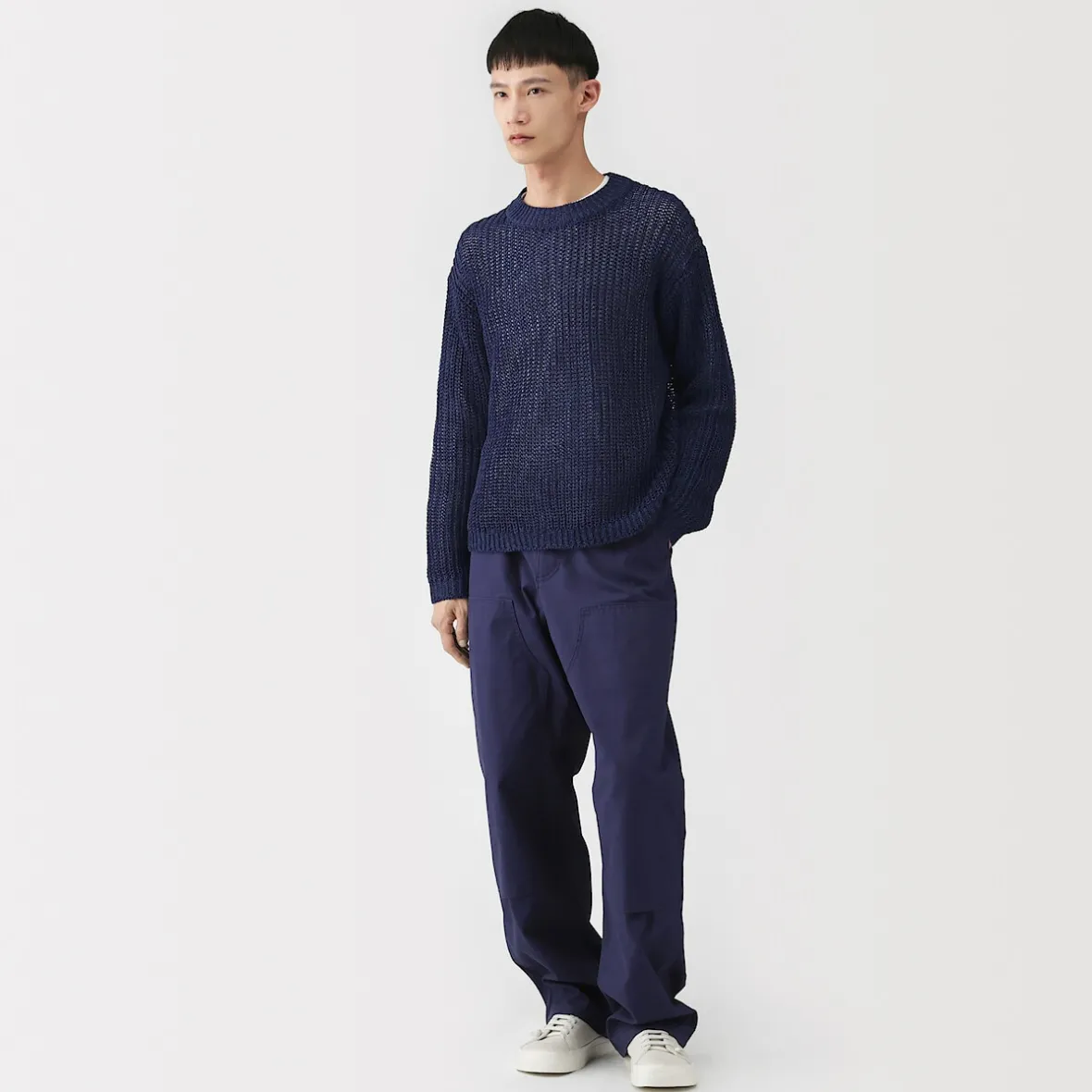 Discount Muji Jersey de punto grueso de algodón orgánico con trenzado para hombre