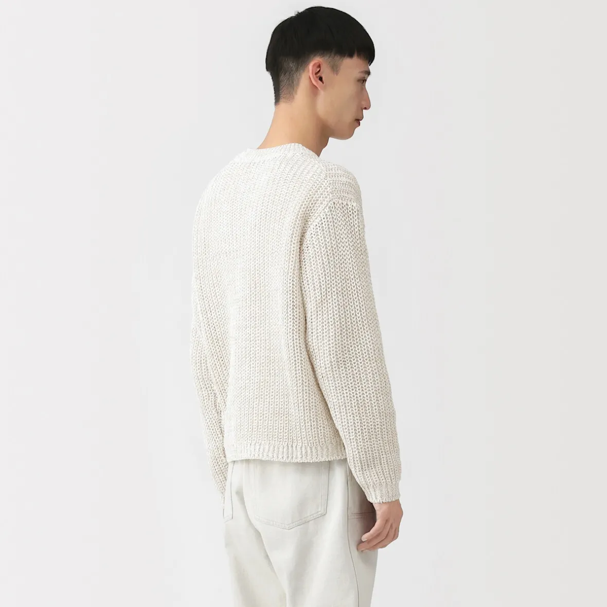 Discount Muji Jersey de punto grueso de algodón orgánico con trenzado para hombre