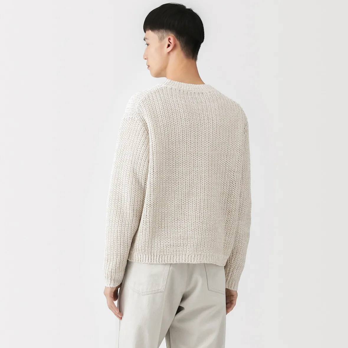Discount Muji Jersey de punto grueso de algodón orgánico con trenzado para hombre