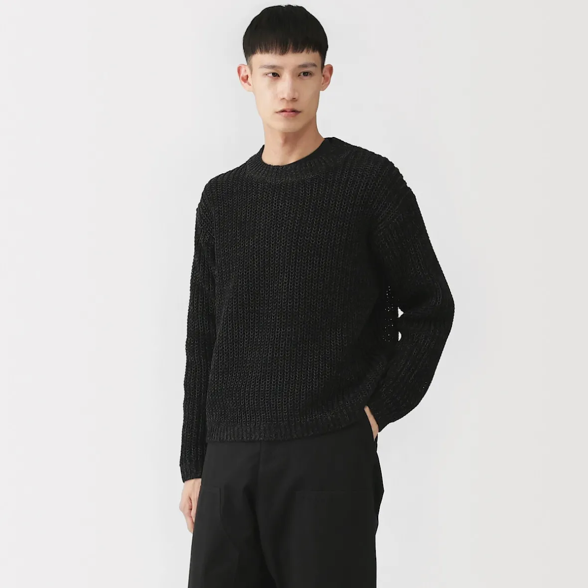 Discount Muji Jersey de punto grueso de algodón orgánico con trenzado para hombre