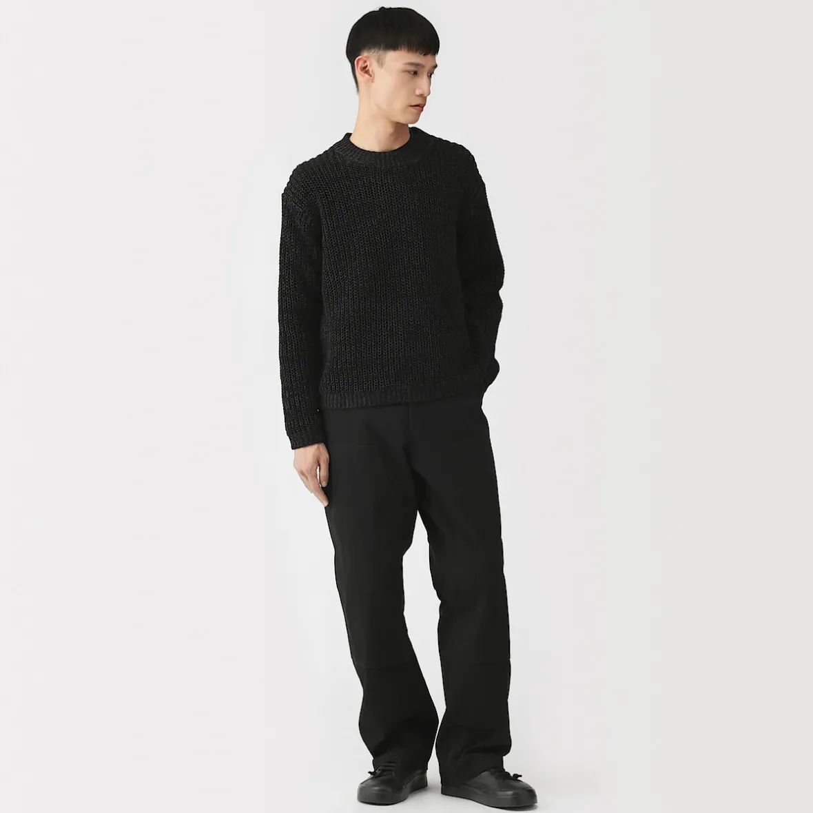 Discount Muji Jersey de punto grueso de algodón orgánico con trenzado para hombre
