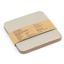 Hot Muji Juego de 4 posavasos rectangulares de cuero reciclado, Gris Ceniza