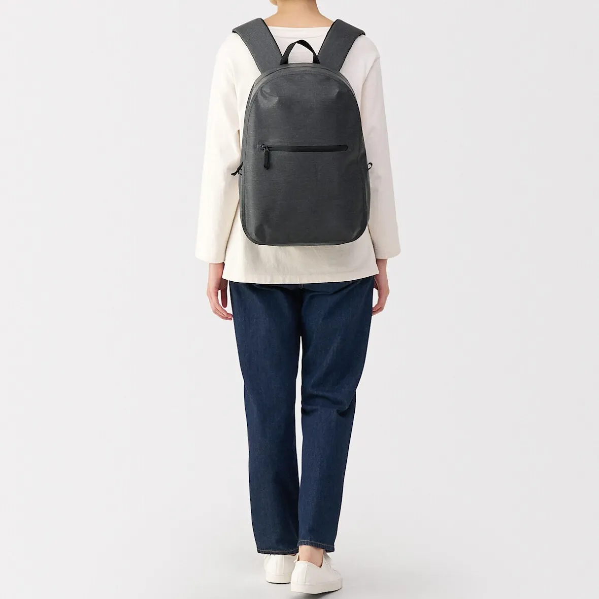 Clearance Muji Mochila impermeable de poliéster reciclado Gris Oscuro
