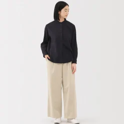Outlet Muji Pantalón ancho plisado de pana en mezcla de kapok para mujer