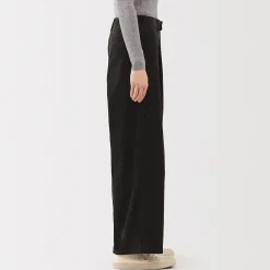Outlet Muji Pantalón ancho plisado de pana en mezcla de kapok para mujer