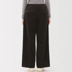 Outlet Muji Pantalón ancho plisado de pana en mezcla de kapok para mujer
