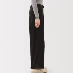Outlet Muji Pantalón ancho plisado de pana en mezcla de kapok para mujer