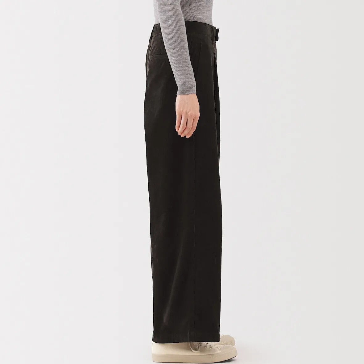 Outlet Muji Pantalón ancho plisado de pana en mezcla de kapok para mujer