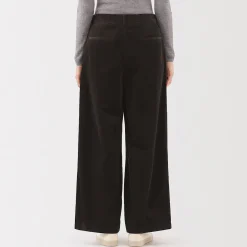 Outlet Muji Pantalón ancho plisado de pana en mezcla de kapok para mujer