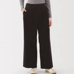 Outlet Muji Pantalón ancho plisado de pana en mezcla de kapok para mujer