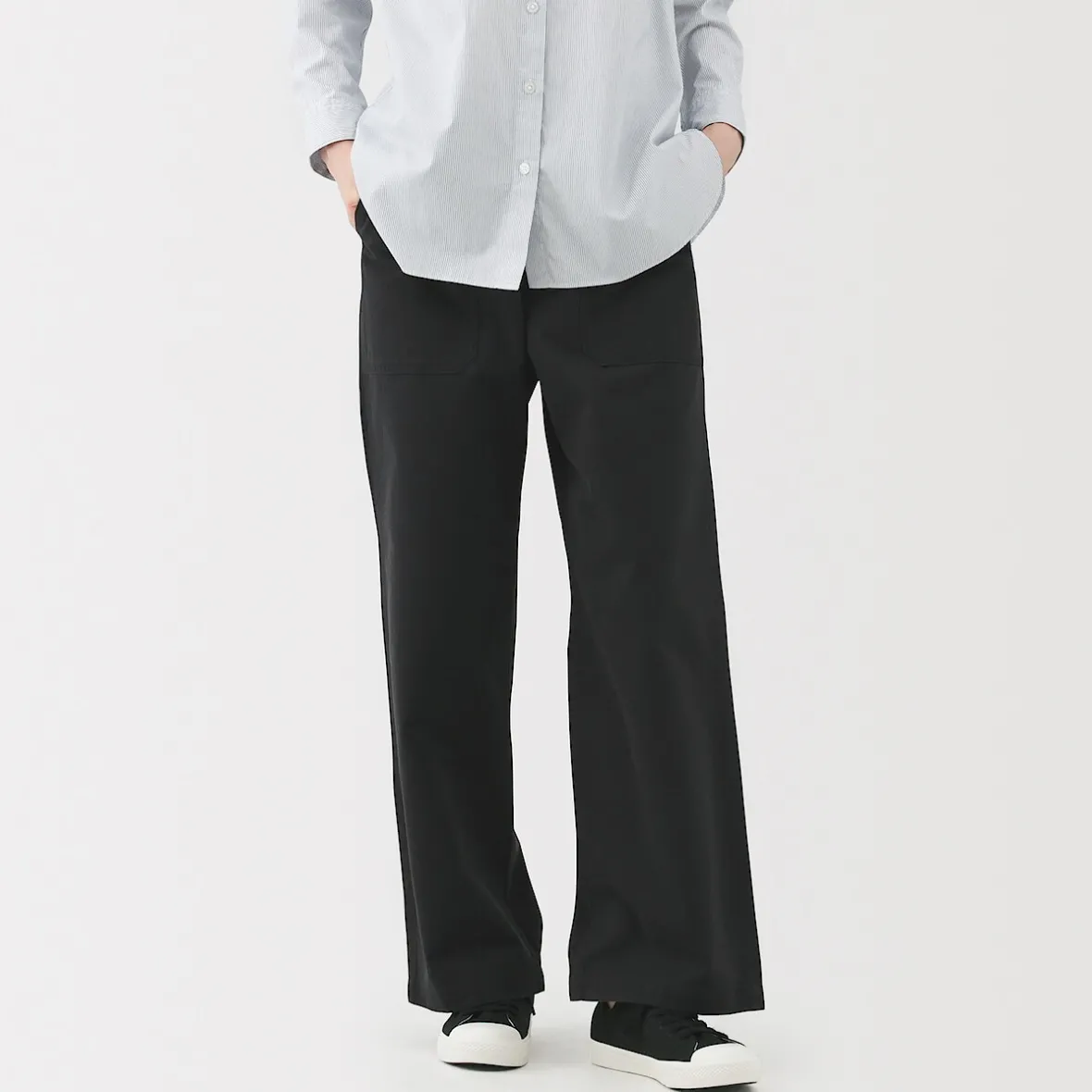 Outlet Muji Pantalón de algodón con patrón de espina de pez para mujer