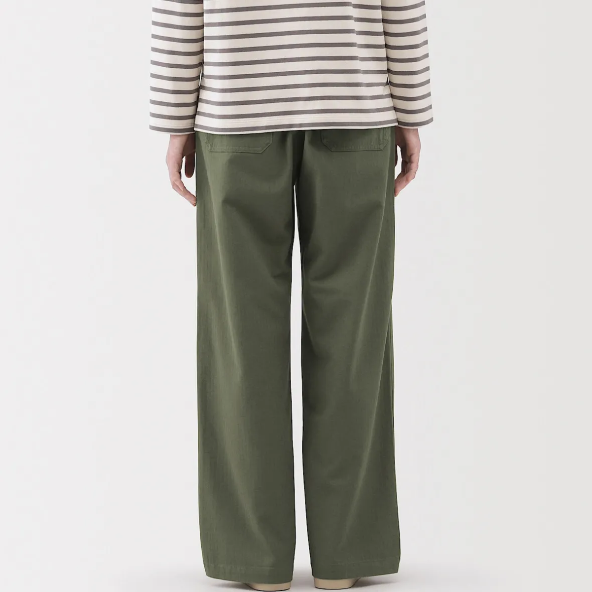 Outlet Muji Pantalón de algodón con patrón de espina de pez para mujer