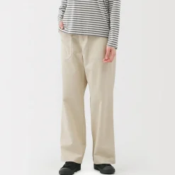Outlet Muji Pantalón de algodón con patrón de espina de pez para mujer