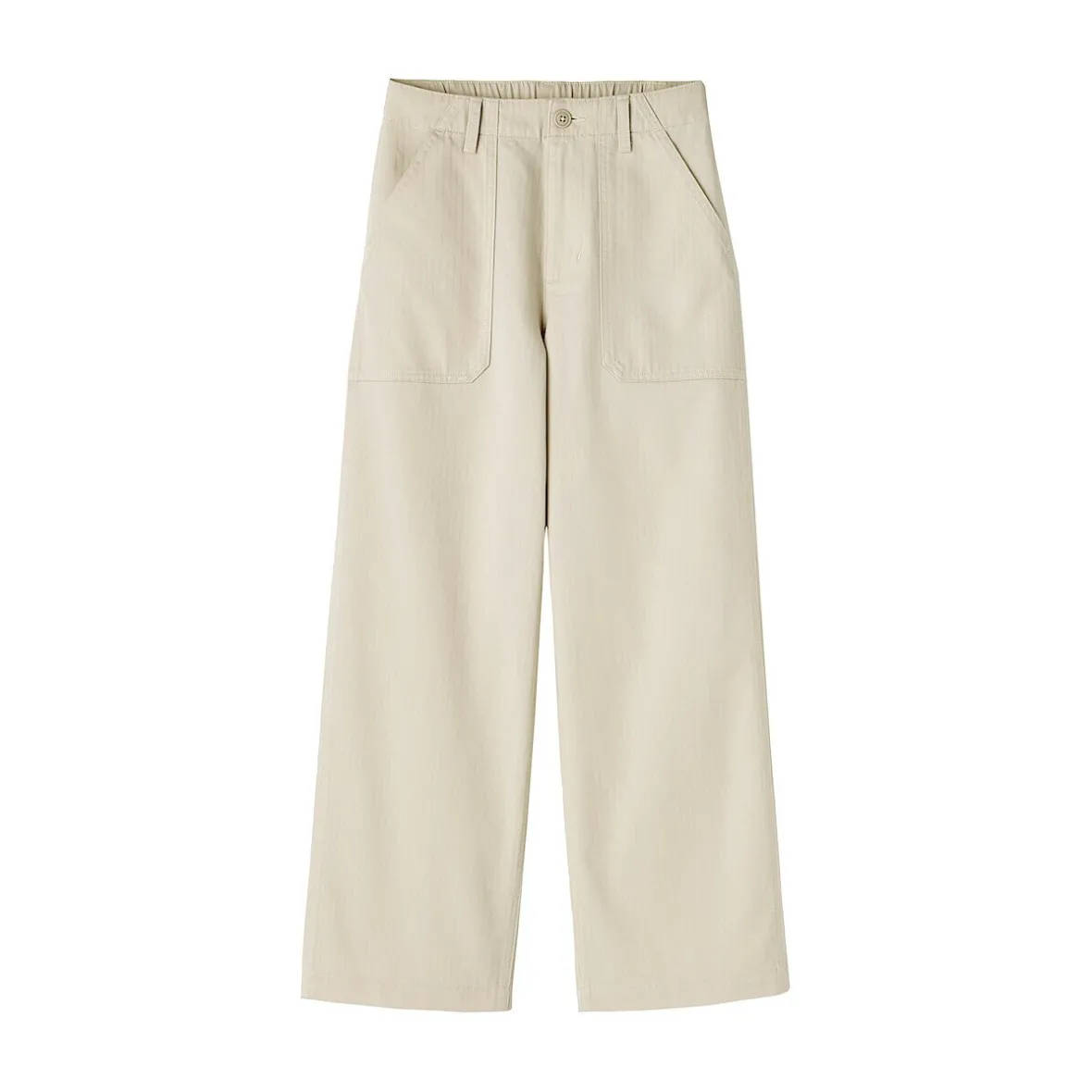 Outlet Muji Pantalón de algodón con patrón de espina de pez para mujer