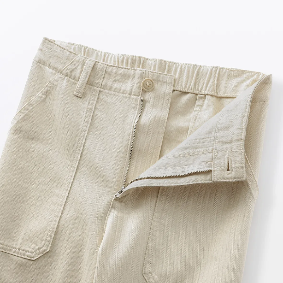 Outlet Muji Pantalón de algodón con patrón de espina de pez para mujer