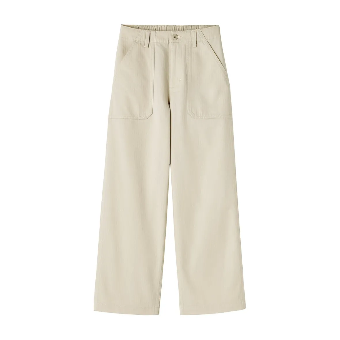 Outlet Muji Pantalón de algodón con patrón de espina de pez para mujer
