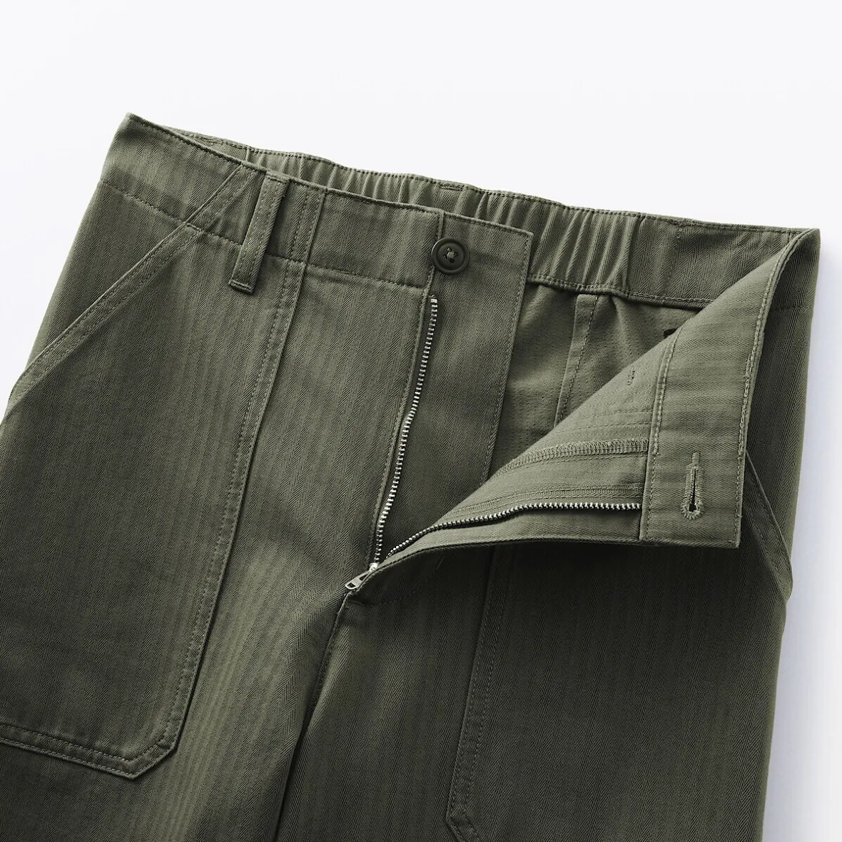 Outlet Muji Pantalón de algodón con patrón de espina de pez para mujer