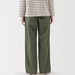 Outlet Muji Pantalón de algodón con patrón de espina de pez para mujer