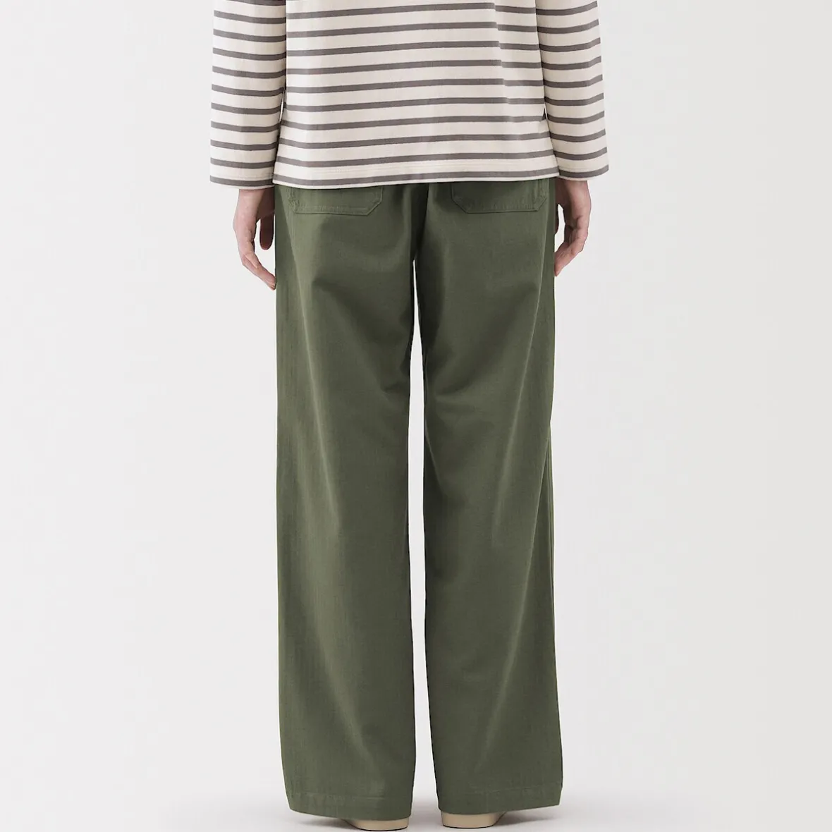 Outlet Muji Pantalón de algodón con patrón de espina de pez para mujer