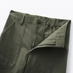 Outlet Muji Pantalón de algodón con patrón de espina de pez para mujer