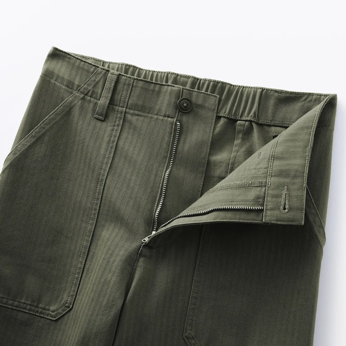 Outlet Muji Pantalón de algodón con patrón de espina de pez para mujer
