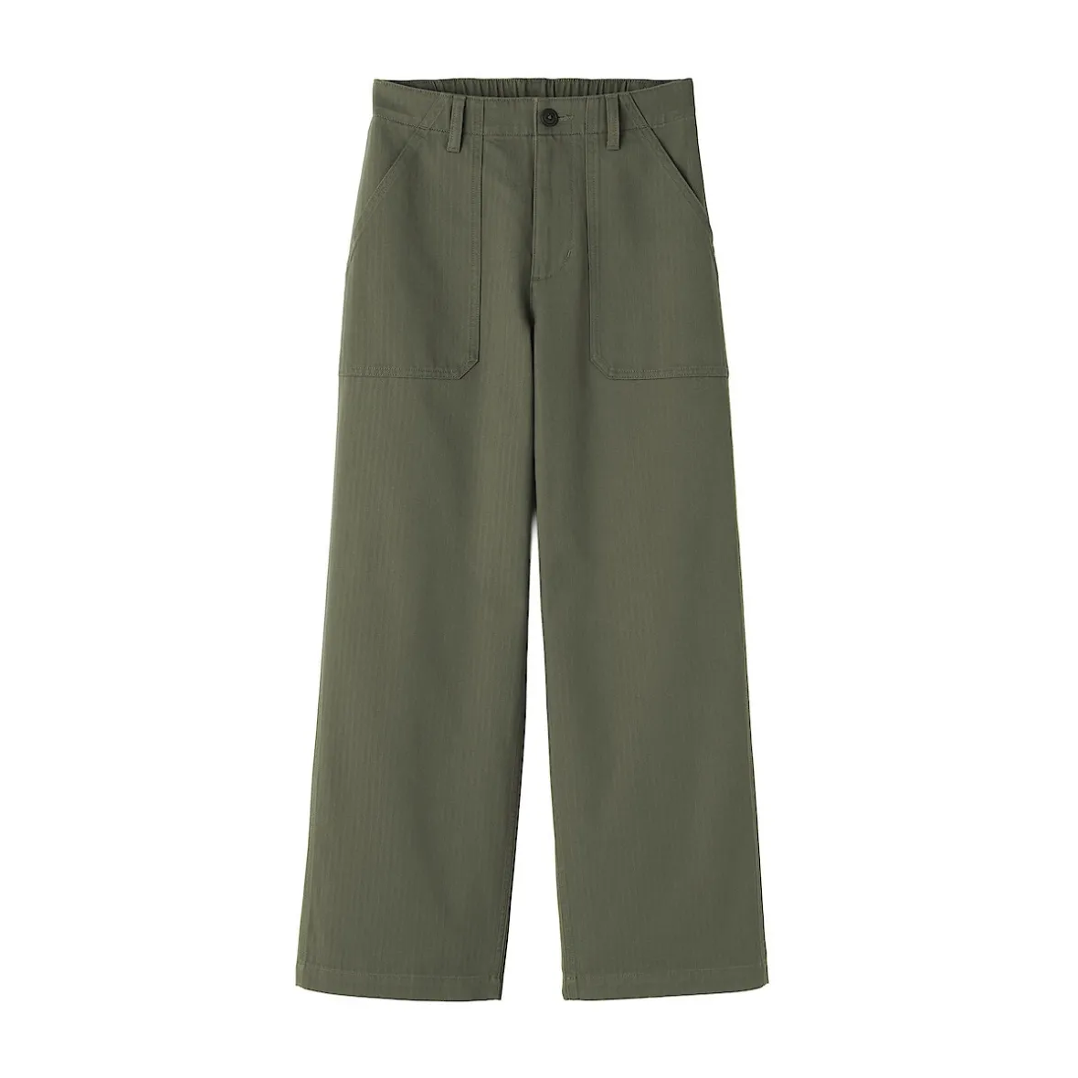 Outlet Muji Pantalón de algodón con patrón de espina de pez para mujer
