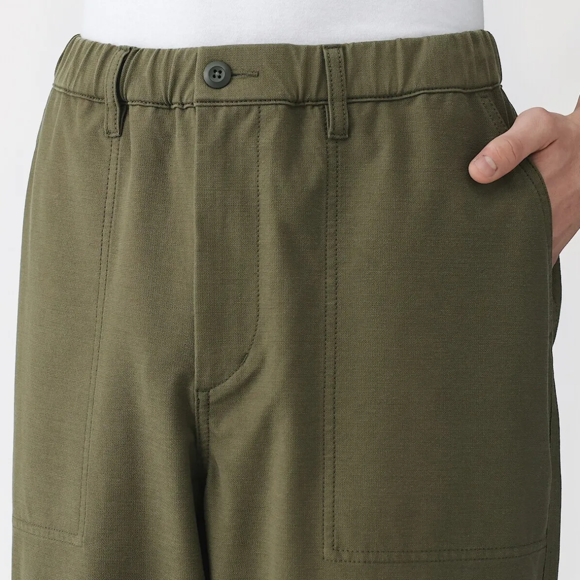 Clearance Muji Pantalón de cintura y tejido elástico bidireccional para hombre