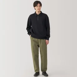 New Muji Pantalón de corte cómodo y algodón lavado para hombre