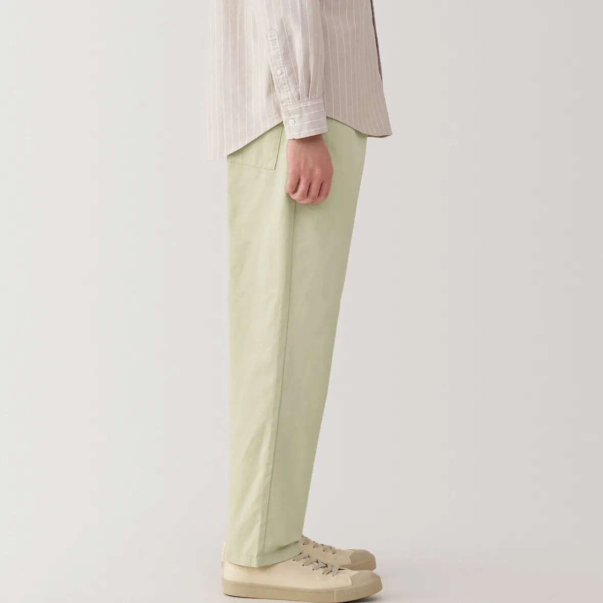 New Muji Pantalón de corte cómodo y algodón lavado para hombre