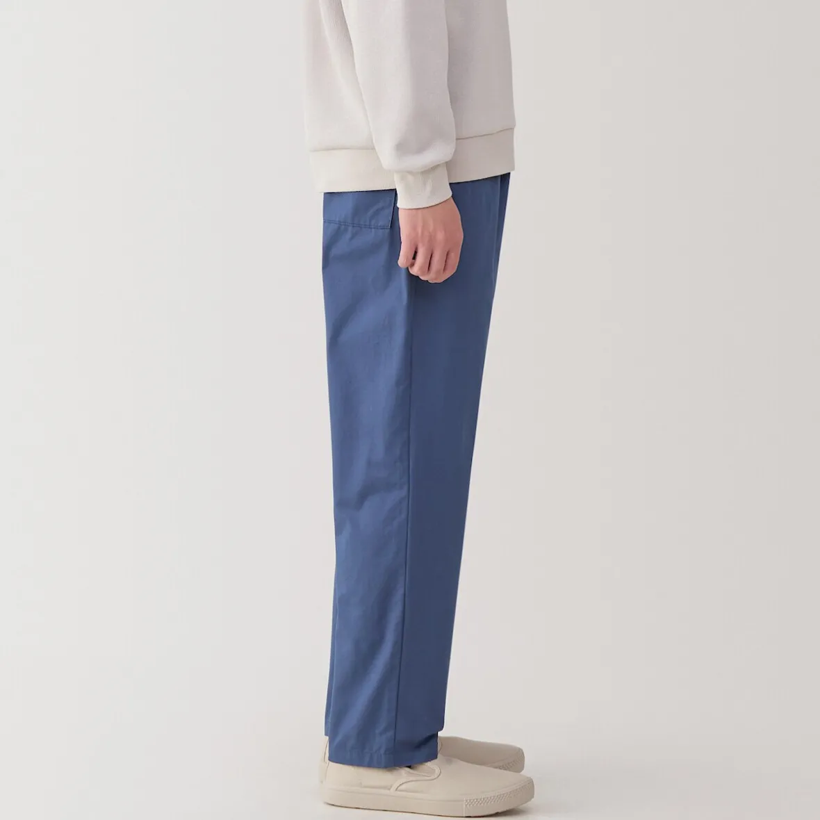 New Muji Pantalón de corte cómodo y algodón lavado para hombre