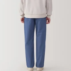 New Muji Pantalón de corte cómodo y algodón lavado para hombre