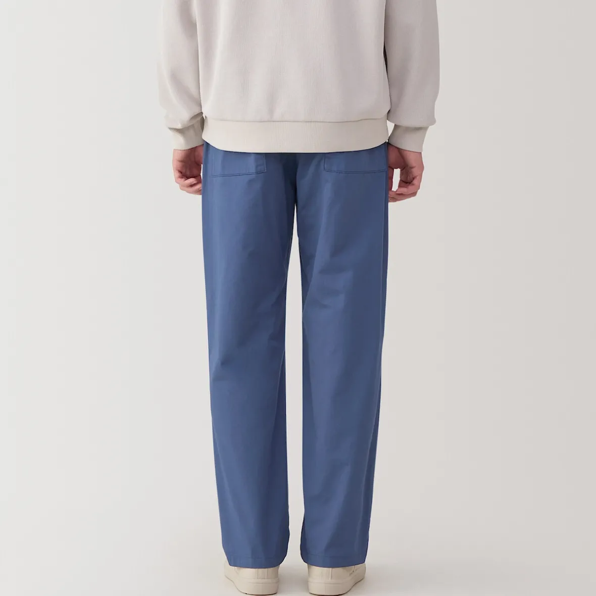 New Muji Pantalón de corte cómodo y algodón lavado para hombre