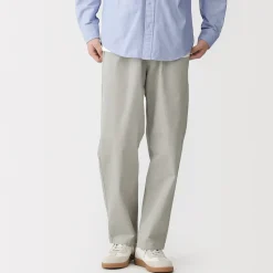Discount Muji Pantalón de corte cómodo y algodón lavado para hombre