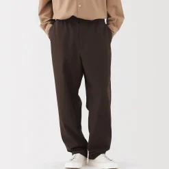 Clearance Muji Pantalón de pierna ancha y ajuste cómodo de sarga de poliéster para hombre