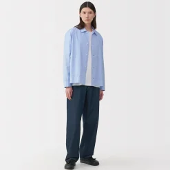 Best Muji Pantalón vaquero de tejido washi y ancho de pierna para hombre Azul Marino Oscuro