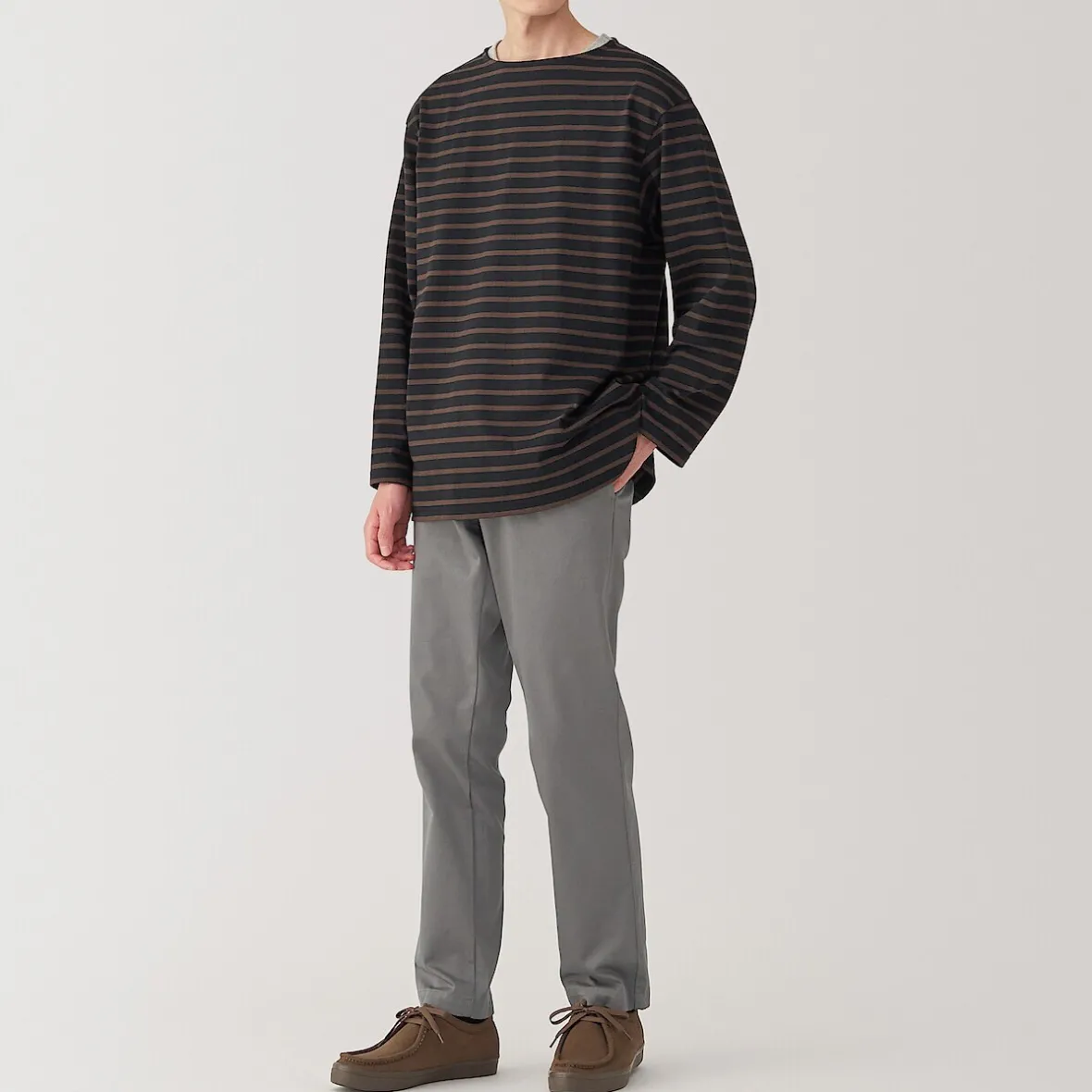 Muji Pantalon chino elastico para hombre (76cm)