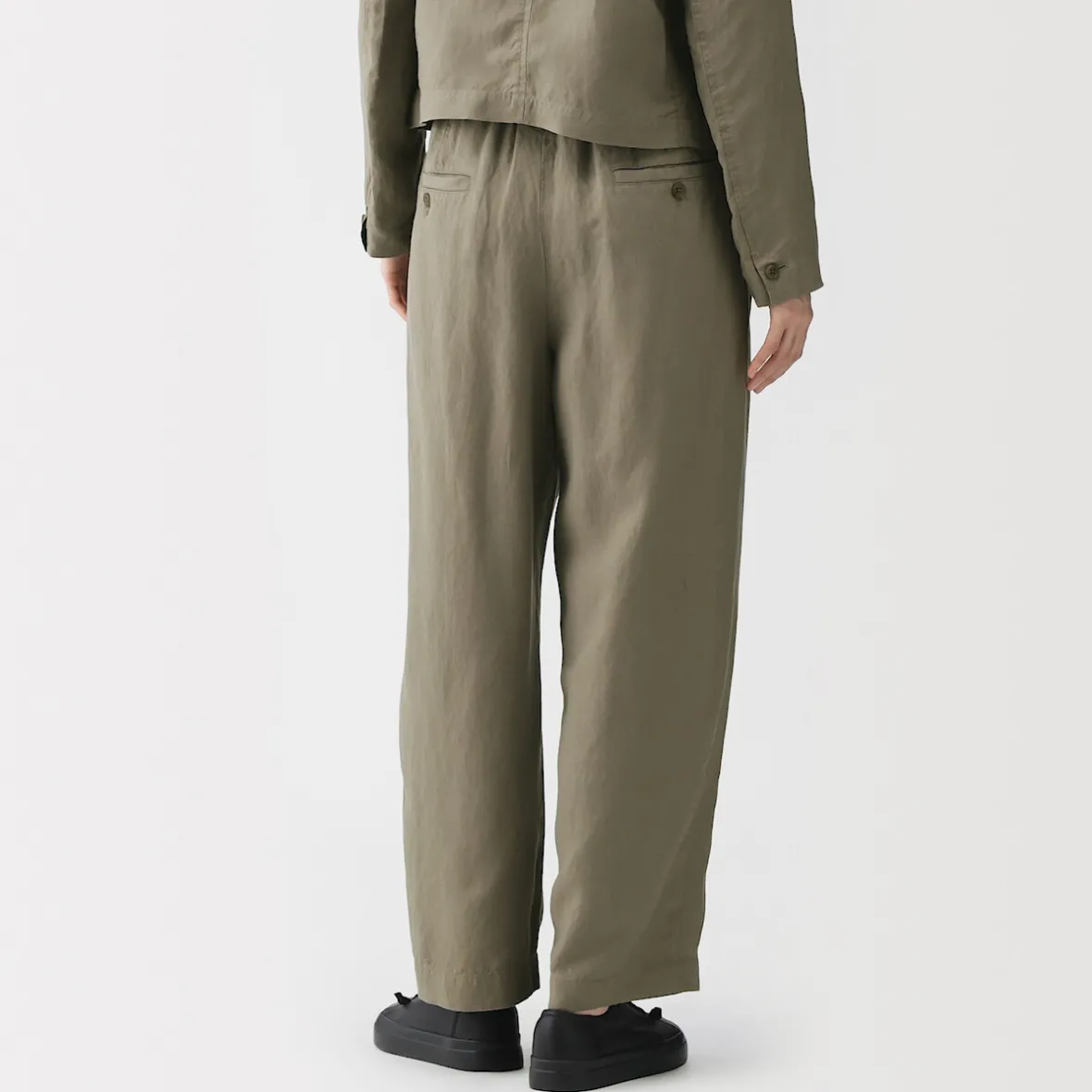 Discount Muji Pantalones anchos de lino y lyocell para mujer