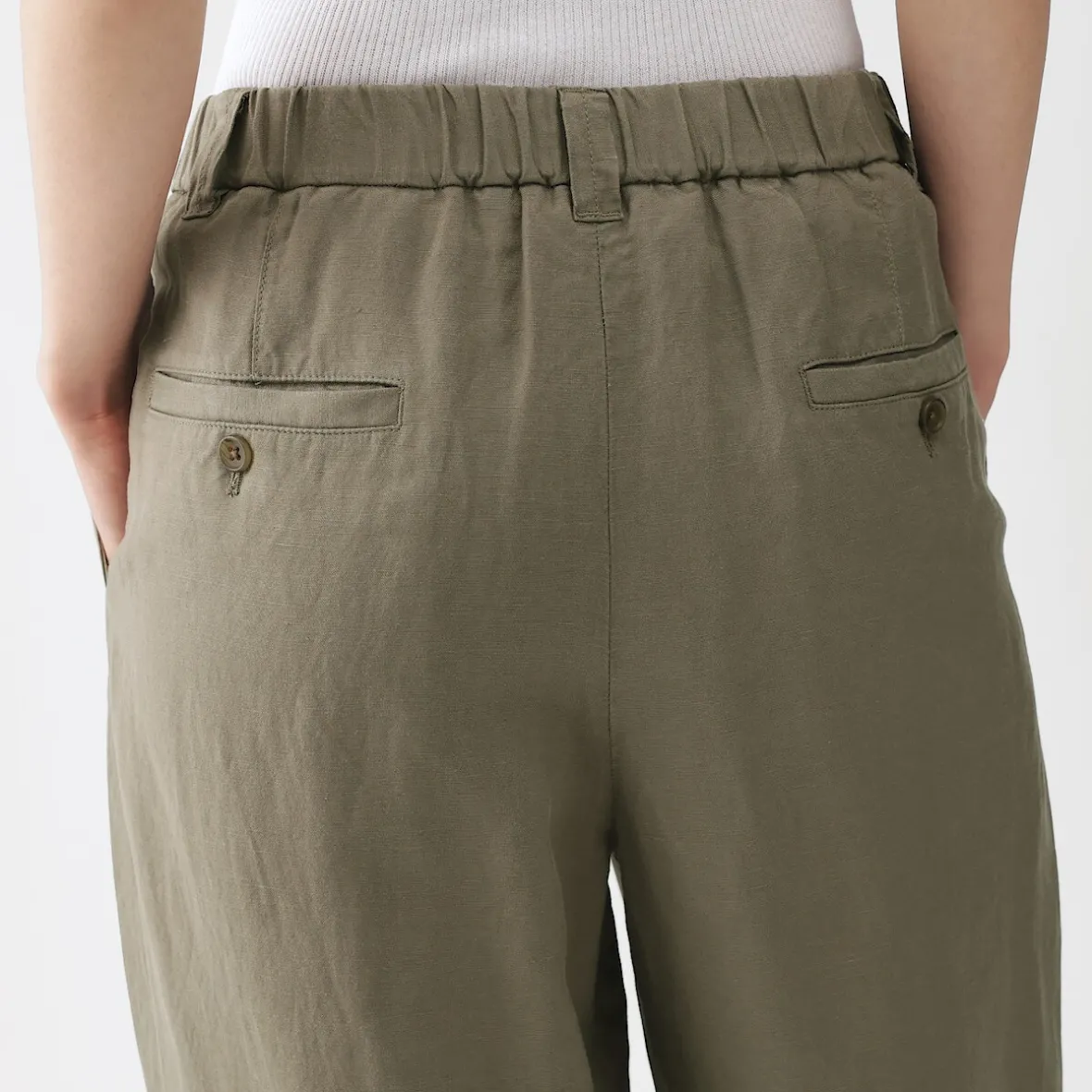 Discount Muji Pantalones anchos de lino y lyocell para mujer