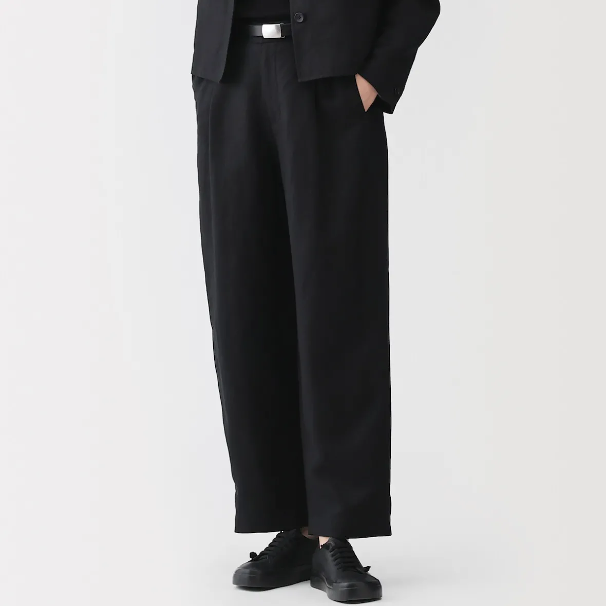 Discount Muji Pantalones anchos de lino y lyocell para mujer