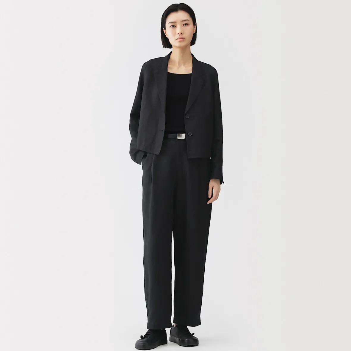 Discount Muji Pantalones anchos de lino y lyocell para mujer